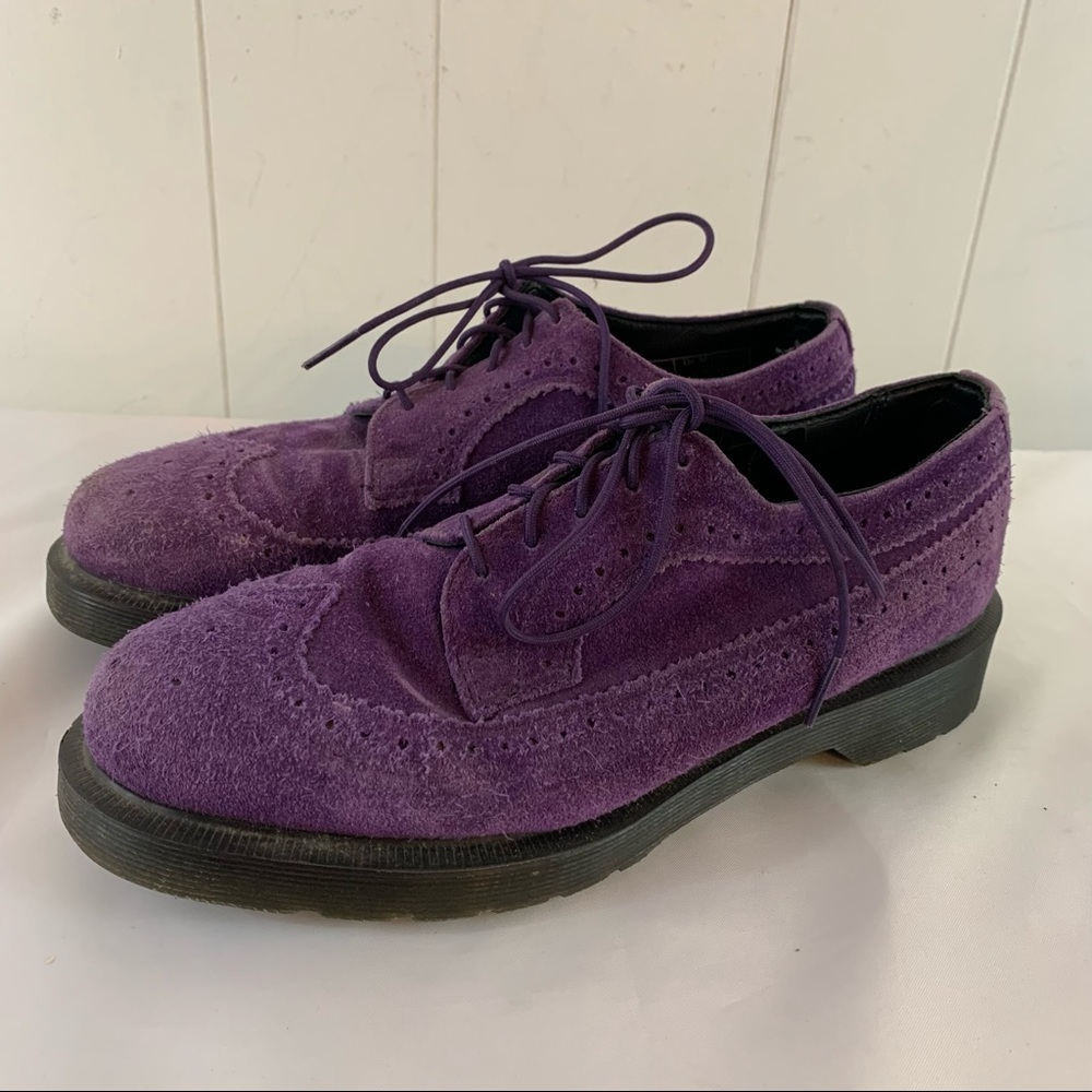 Dr Doc Martens PURPLE SUEDE Tuxedo Wingtip Oxford Brogue Shoes Mens Size 7